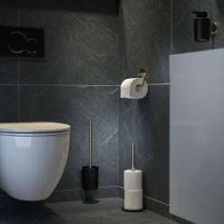 Tiger Bathroom Accessori Tiger Tune Freestanding Spare Toilet Roll Holder - Brushed Brass/Black