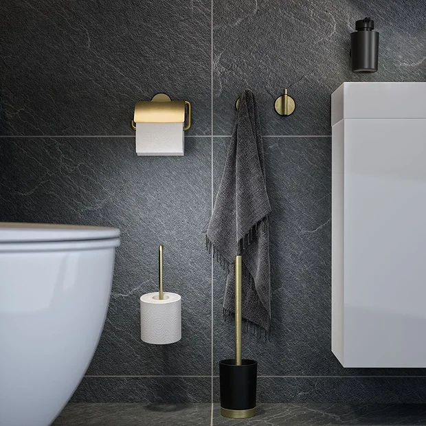 Tiger Bathroom Accessori Tiger Tune Toilet Roll Holder With Cover - Brushed Brass/Black 8 Tiger Bathroom Accessori Tiger Tune Toilet Roll Holder With Cover - Brushed Brass/Black - Image 6