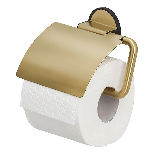 Tiger Bathroom Accessori Tiger Tune Toilet Roll Holder With Cover - Brushed Brass/Black 4 Tiger Bathroom Accessori Tiger Tune Toilet Roll Holder With Cover - Brushed Brass/Black - Image 2