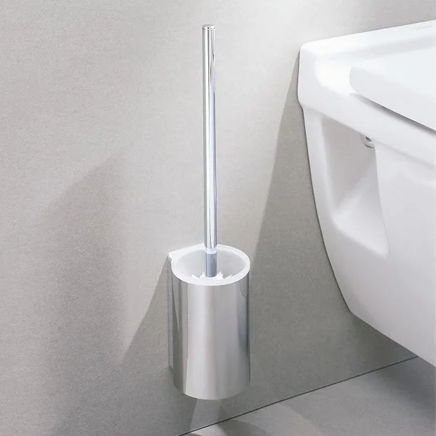 Keuco Plan Wall Mounted Toilet Brush & Holder - Chrome/White 4 Keuco Plan Wall Mounted Toilet Brush & Holder - Chrome/White - Image 2