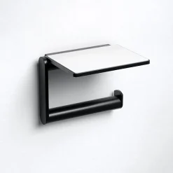 Keuco Plan Toilet Roll Holder With Shelf - Black -Plumbing Supplies Sales 14973370000 d1