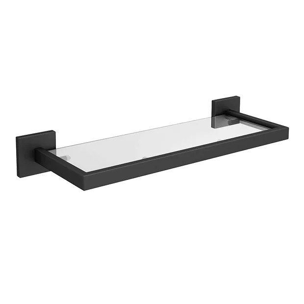 Arezzo Modern Wall Mounted Glass Shelf Matt Black 4 Arezzo Modern Wall Mounted Glass Shelf Matt Black - Image 2