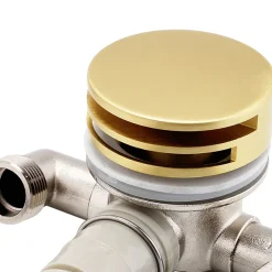 Arezzo Brushed Brass Round Slimline Freeflow Bath Filler Waste And Overflow -Plumbing Supplies Sales az243bbd1