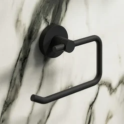 Arezzo Matt Black Round Toilet Roll Holder