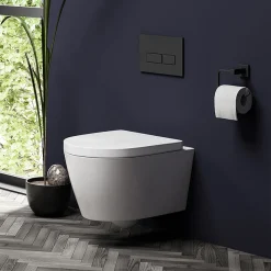 Arezzo Matt Black Square Toilet Roll Holder
