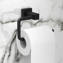 Arezzo Matt Black Square Toilet Roll Holder -Plumbing Supplies Sales azb31 n d1