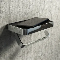Arezzo Toilet Roll Holder With Shelf - Chrome