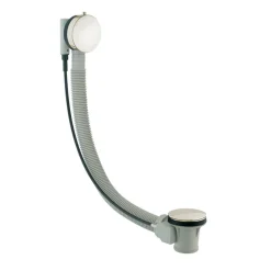 BagnoDesign Brushed Nickel Pop-up Bath Waste With Flexible Overflow Pipe 500mm