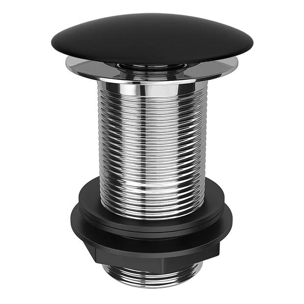 Arezzo Matt Black Ceramic Unslotted Click Clack Basin Waste 4 Arezzo Matt Black Ceramic Unslotted Click Clack Basin Waste - Image 2