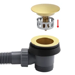 Arezzo Brushed Brass Easy Clean Click Clack Bath Waste With Overflow -Plumbing Supplies Sales cbw01bb d3