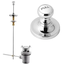 Hudson Reed Chrome Traditional Basin Pull Up Waste - White Indice