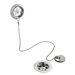 Hudson Reed Chrome Retainer Bath Waste With Brass Plug + Ball Chain