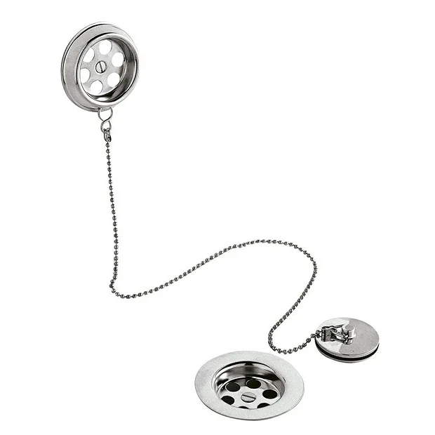Hudson Reed Chrome Retainer Bath Waste With Brass Plug + Ball Chain 3 Hudson Reed Chrome Retainer Bath Waste With Brass Plug + Ball Chain