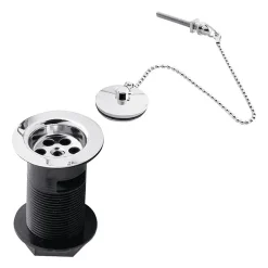 Hudson Reed Contract Basin Waste With Brass Plug & Ball Chain - Chrome