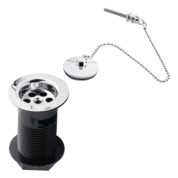 Hudson Reed Contract Basin Waste With Brass Plug & Ball Chain - Chrome 3 Hudson Reed Contract Basin Waste With Brass Plug & Ball Chain - Chrome