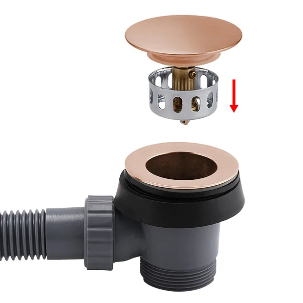 Arezzo Rose Gold Easy Clean Click Clack Bath Waste With Overflow 3 Arezzo Rose Gold Easy Clean Click Clack Bath Waste With Overflow