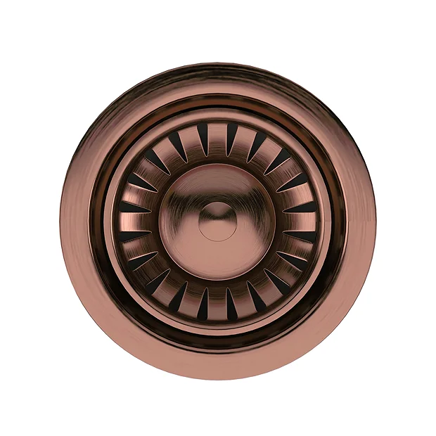 Venice Brushed Copper Basket Strainer Kitchen Sink Waste With Rectangular Overflow Plate 5 Venice Brushed Copper Basket Strainer Kitchen Sink Waste With Rectangular Overflow Plate - Image 3