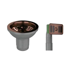 Venice Brushed Copper Basket Strainer Kitchen Sink Waste With Rectangular Overflow Plate 6 Venice Brushed Copper Basket Strainer Kitchen Sink Waste With Rectangular Overflow Plate -Plumbing Supplies Sales vnkbs291 l