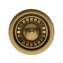 Venice Brushed Gold Basket Strainer Kitchen Sink Waste With Rectangular Overflow Plate -Plumbing Supplies Sales vnkbs292 d1