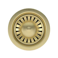 Venice Brushed Brass Basket Strainer Kitchen Sink Waste With Rectangular Overflow Plate 7 Venice Brushed Brass Basket Strainer Kitchen Sink Waste With Rectangular Overflow Plate -Plumbing Supplies Sales vnkbs295 d1