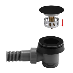 Arezzo Matt Black Easy Clean Click Clack Bath Waste With Overflow -Plumbing Supplies Sales wa900ek d2